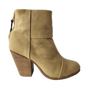Rag & Bone Tan Beige Bootie Size 7 Distressed Newbury Tan Canvas Ankle Bootie
